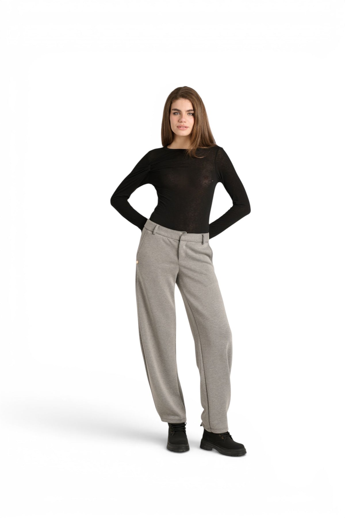 Pantaloni Amber barrel in felpa misto viscosa