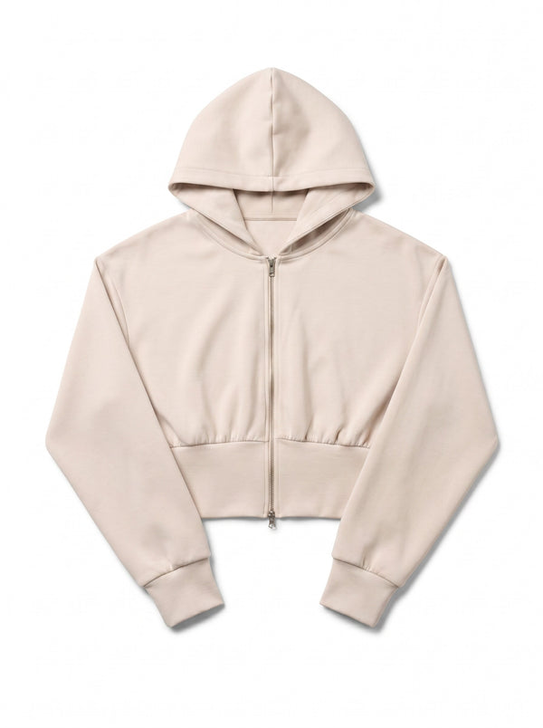 Felpa Jessy cropped con zip e cappuccio in misto viscosa