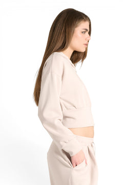Felpa Jessy cropped con zip e cappuccio in misto viscosa