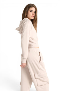 Felpa Jessy cropped con zip e cappuccio in misto viscosa