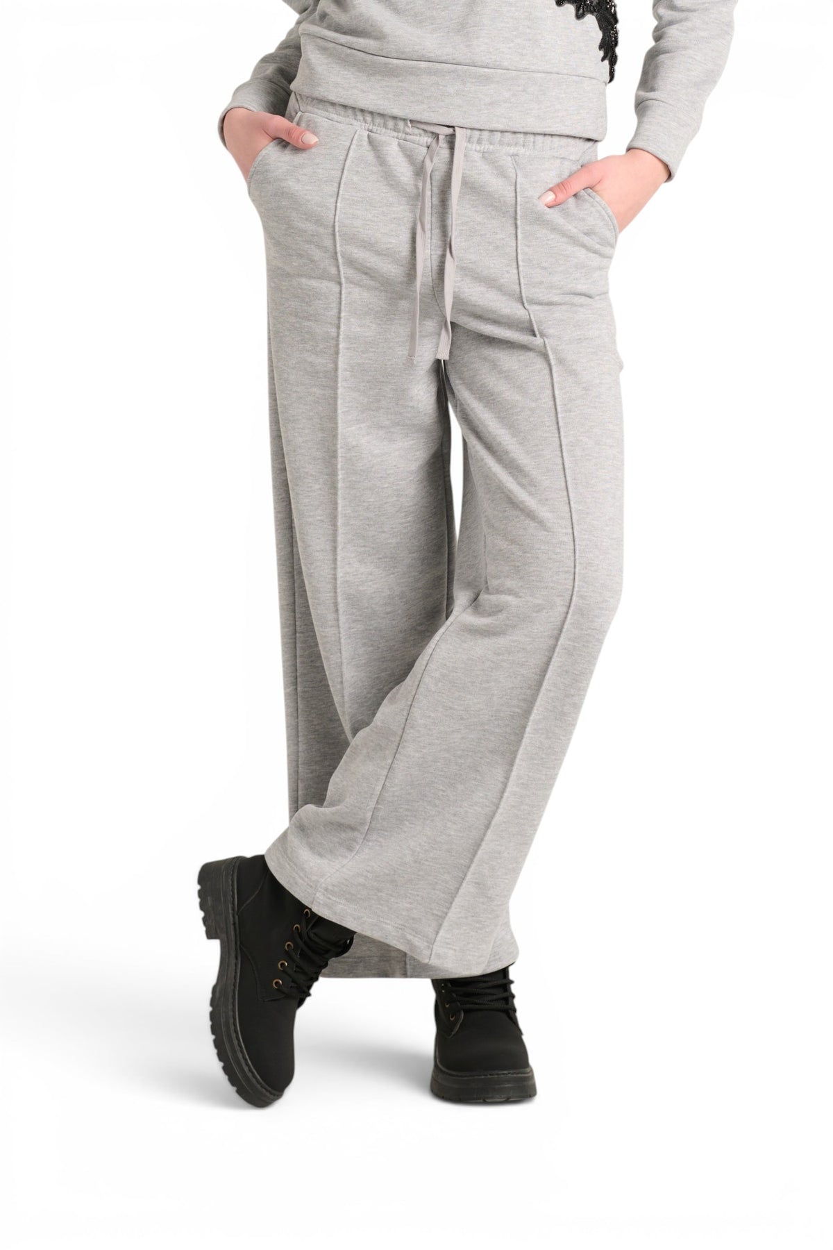 Pantaloni Ivy straight leg in felpa con nervina