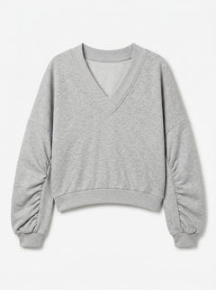 Felpa Pearl oversize con scollo a V e maniche curvate
