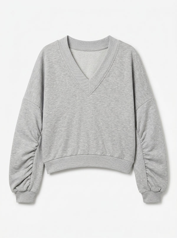 Felpa Pearl oversize con scollo a V e maniche curvate