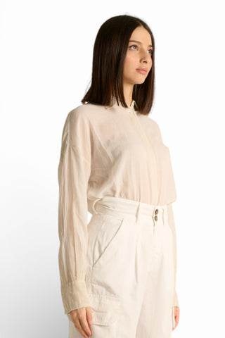 Camicia Yoko oversize in mussola misto tencel e cotone spraywash