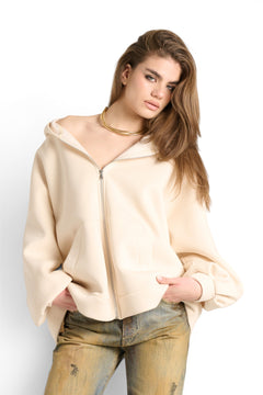 Felpa Mia bomber oversize con cappuccio in candy cotton