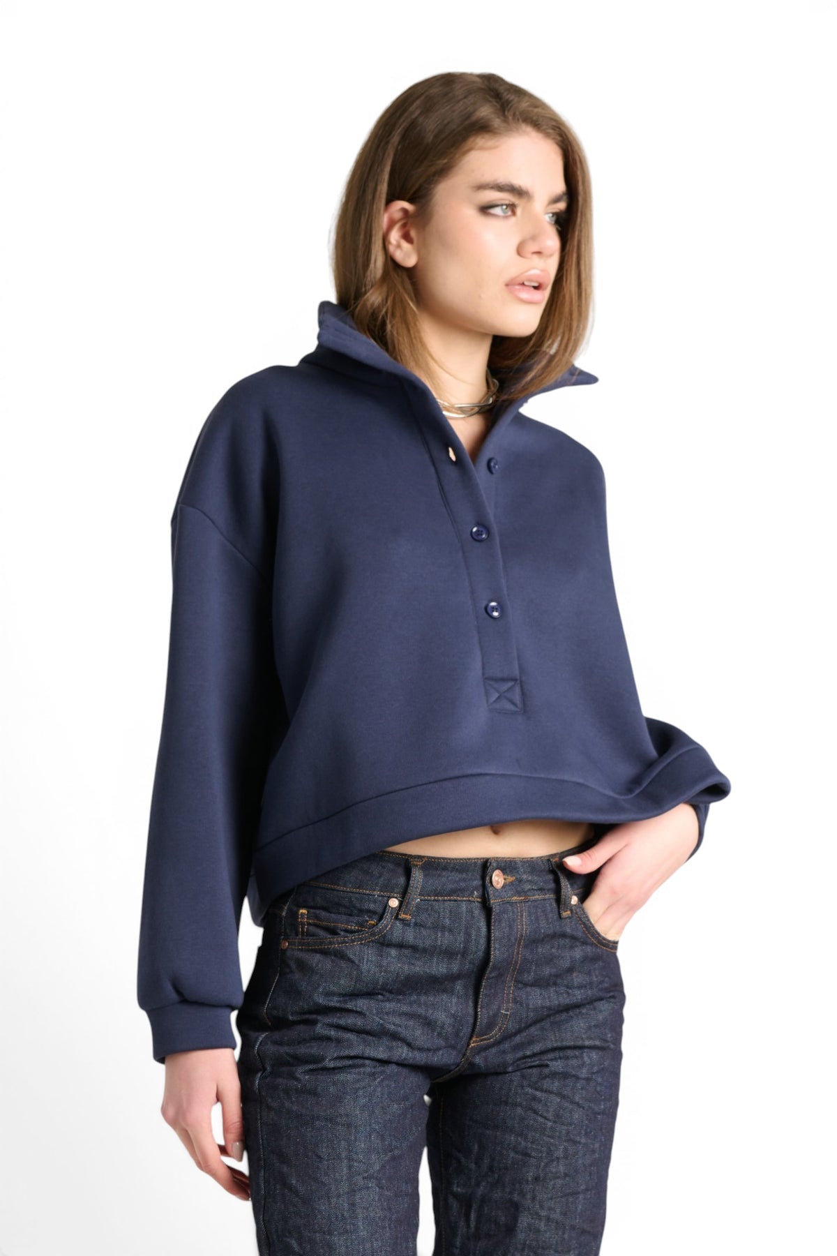 Tammy candy cotton cropped polo sweatshirt