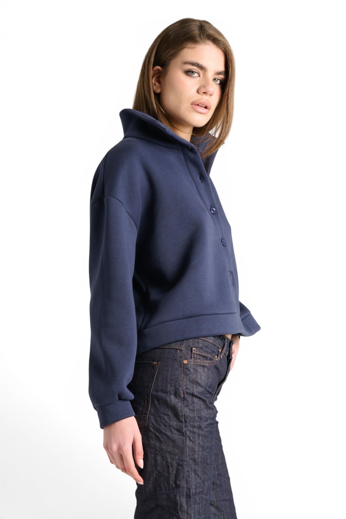Tammy candy cotton cropped polo sweatshirt