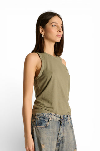 Canotta Lily basic in cotone misto lino