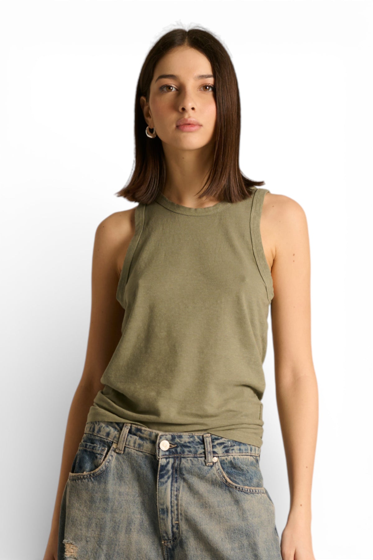 Canotta Lily basic in cotone misto lino