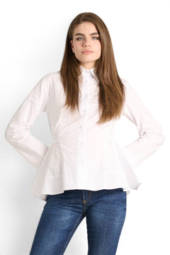 Yvette shirt in cotton poplin with side flare