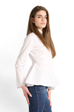 Yvette shirt in cotton poplin with side flare
