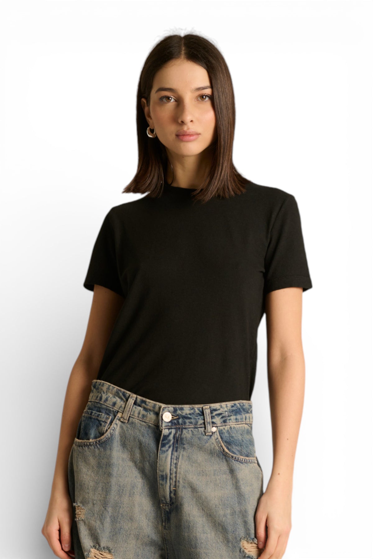 T-shirt Lena basic in cotone misto lino