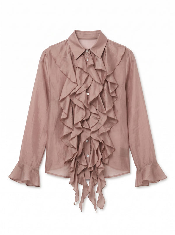 Camicia Yael in misto lyocell con rouches sul davanti