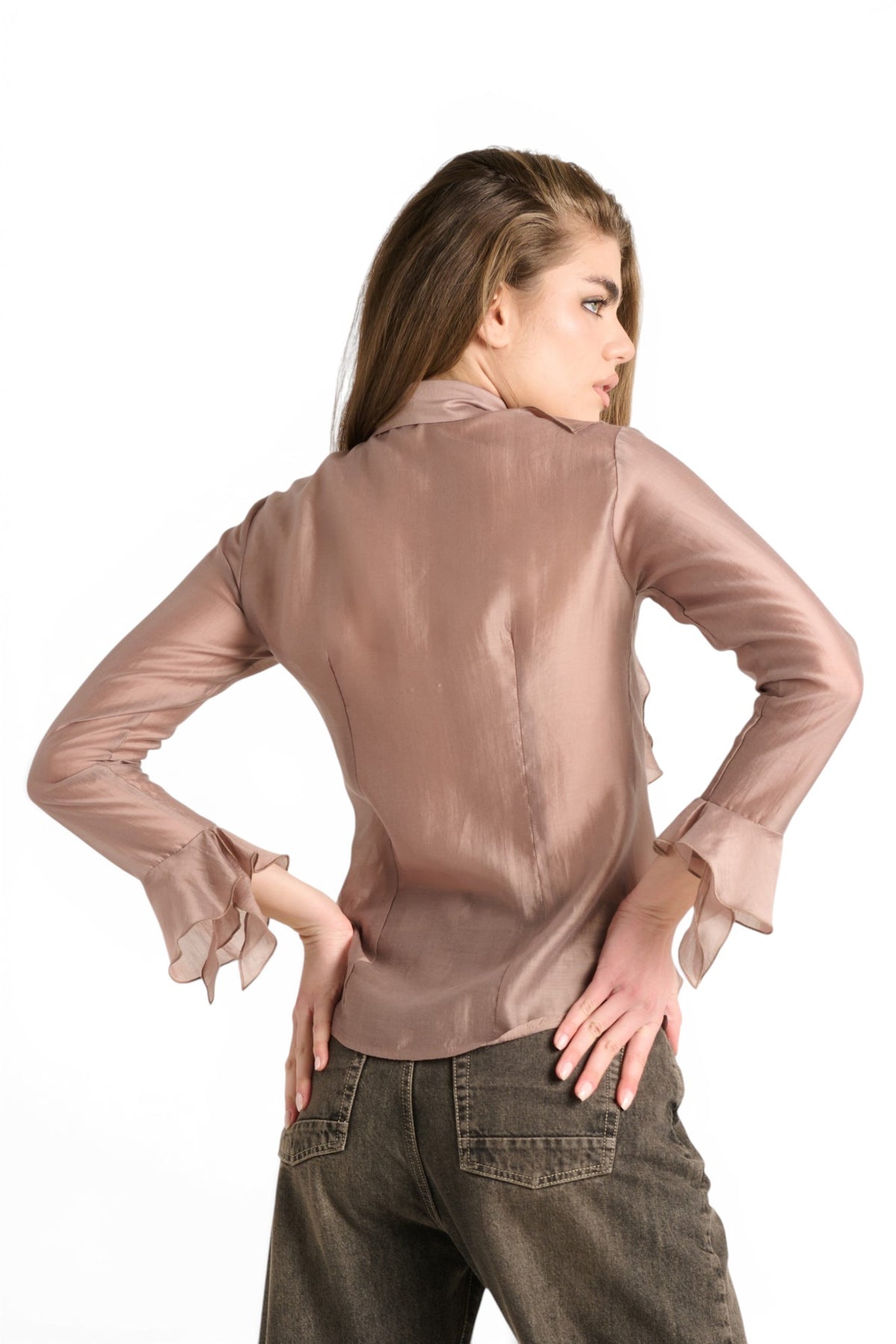 Camicia Yael in misto lyocell con rouches sul davanti