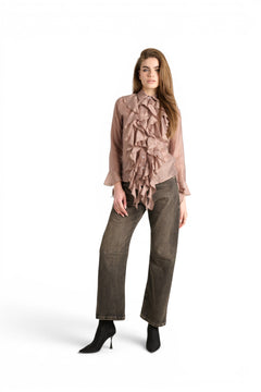 Camicia Yael in misto lyocell con rouches sul davanti
