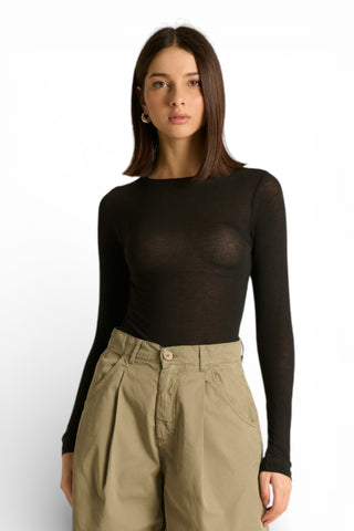 Shirt City a maniche lunghe in misto seta