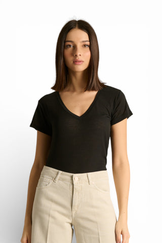 Shirt Olga in misto seta con scollo a V