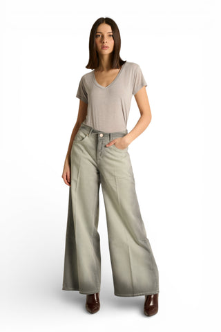 Shirt Olga in misto seta con scollo a V