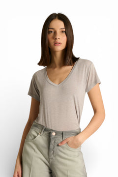 Shirt Olga in misto seta con scollo a V