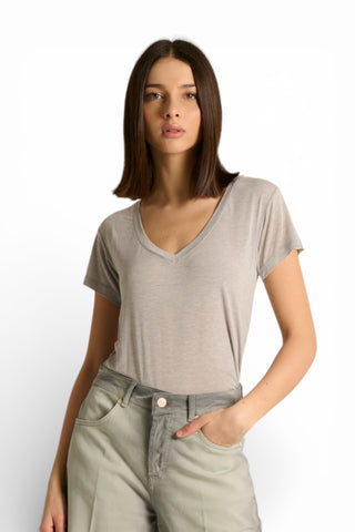 Shirt Olga in misto seta con scollo a V