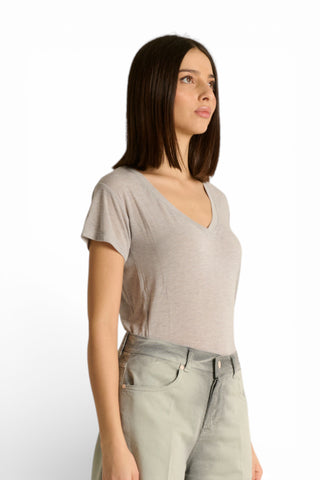 Shirt Olga in misto seta con scollo a V