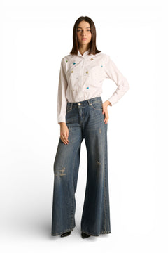 Camicia Phoebe con castoni cuciti a mano