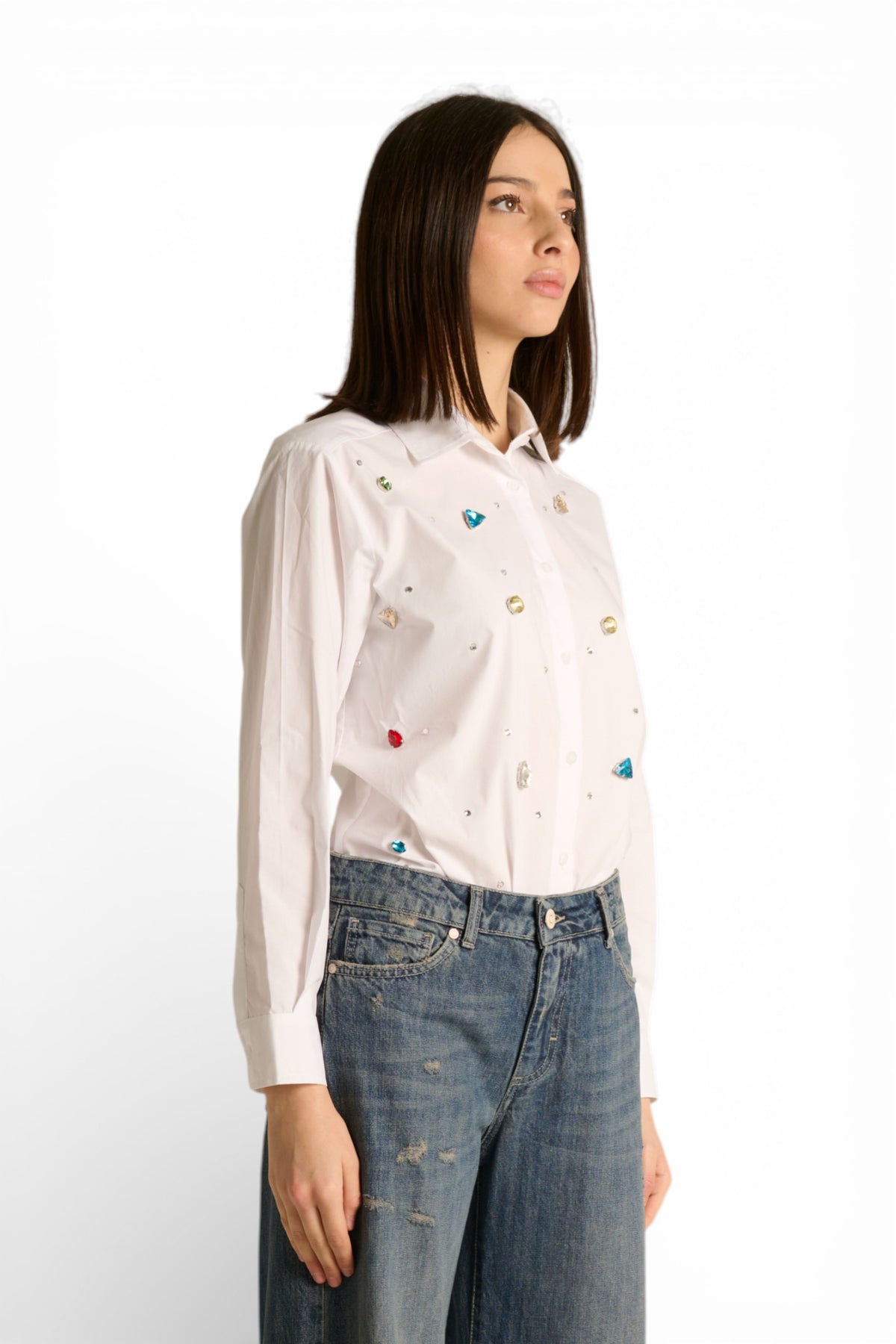 Camicia Phoebe con castoni cuciti a mano