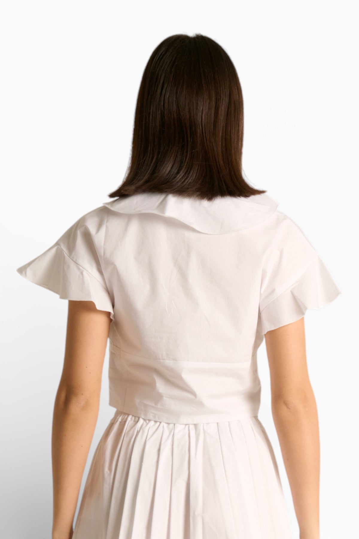 Camicia Roy crop con rouches e lacci sul davanti