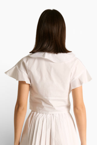 Camicia Roy crop con rouches e lacci sul davanti