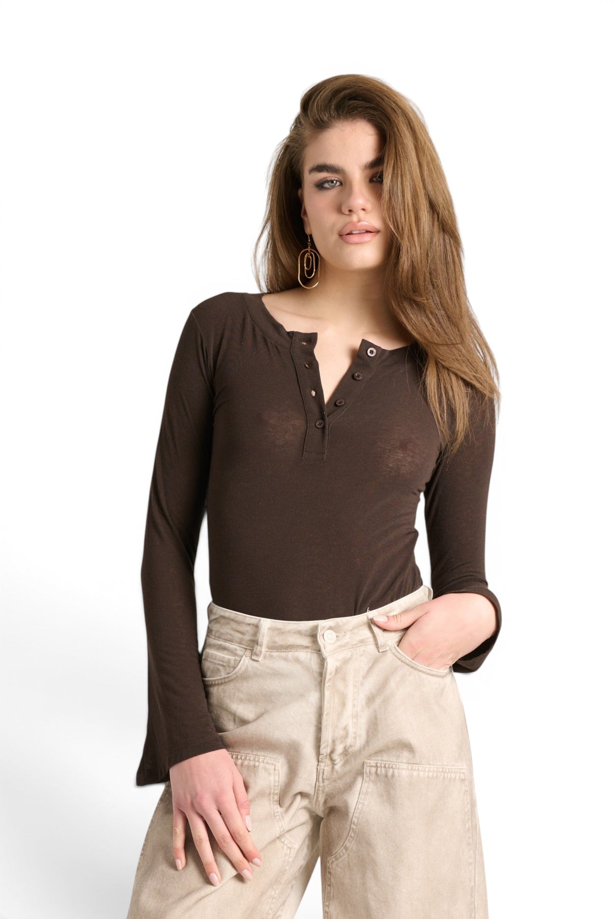 Maglia Dance body con collo serafino in misto cashmere