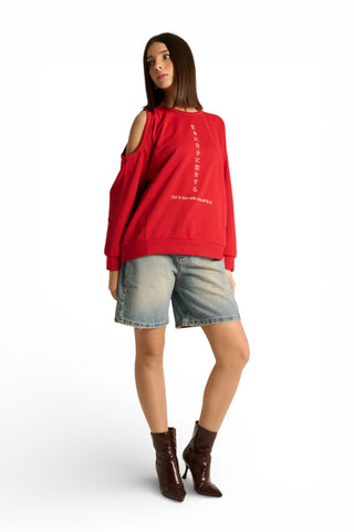 Felpa Aiko cutout spalle con ricamo japan