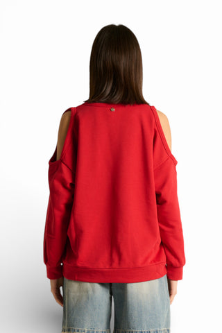 Felpa Aiko cutout spalle con ricamo japan