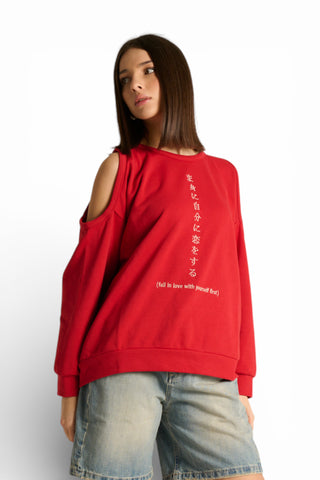 Felpa Aiko cutout spalle con ricamo japan