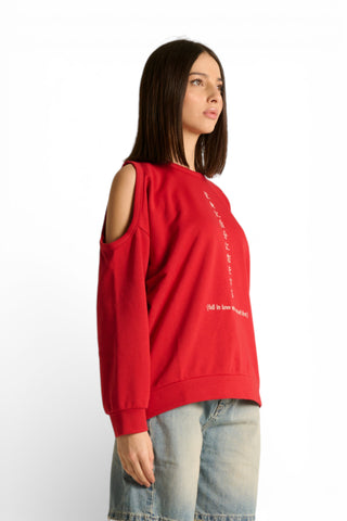 Felpa Aiko cutout spalle con ricamo japan