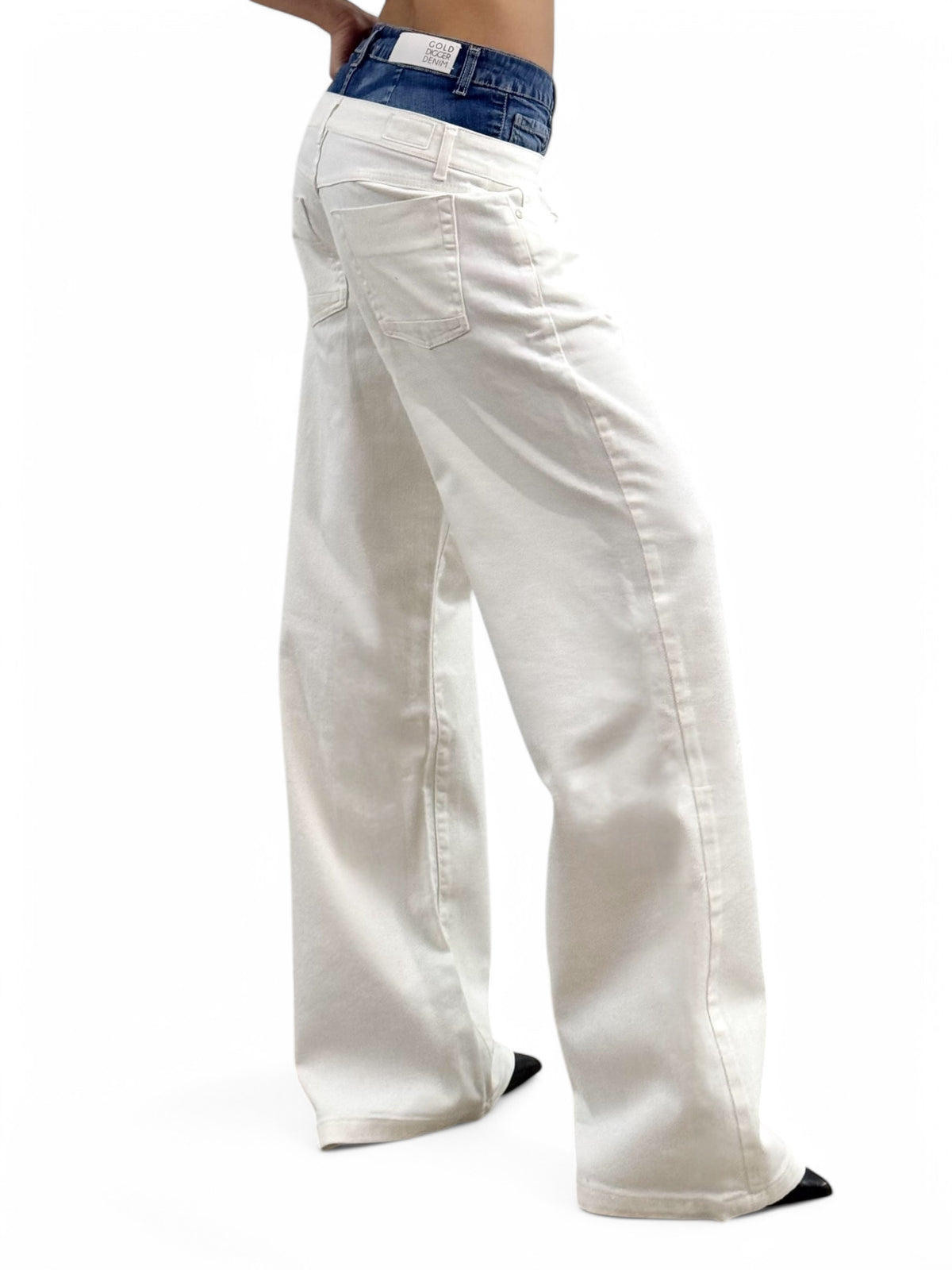 Pantaloni ALETA in drill con doppio bustino in denim