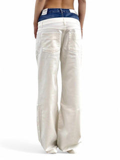 Pantaloni ALETA in drill con doppio bustino in denim
