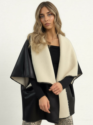 Mantella montone Tracy con teddy a contrasto