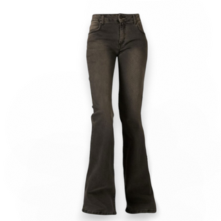 Jeans Cindy flared in denim black con tasche crocodile