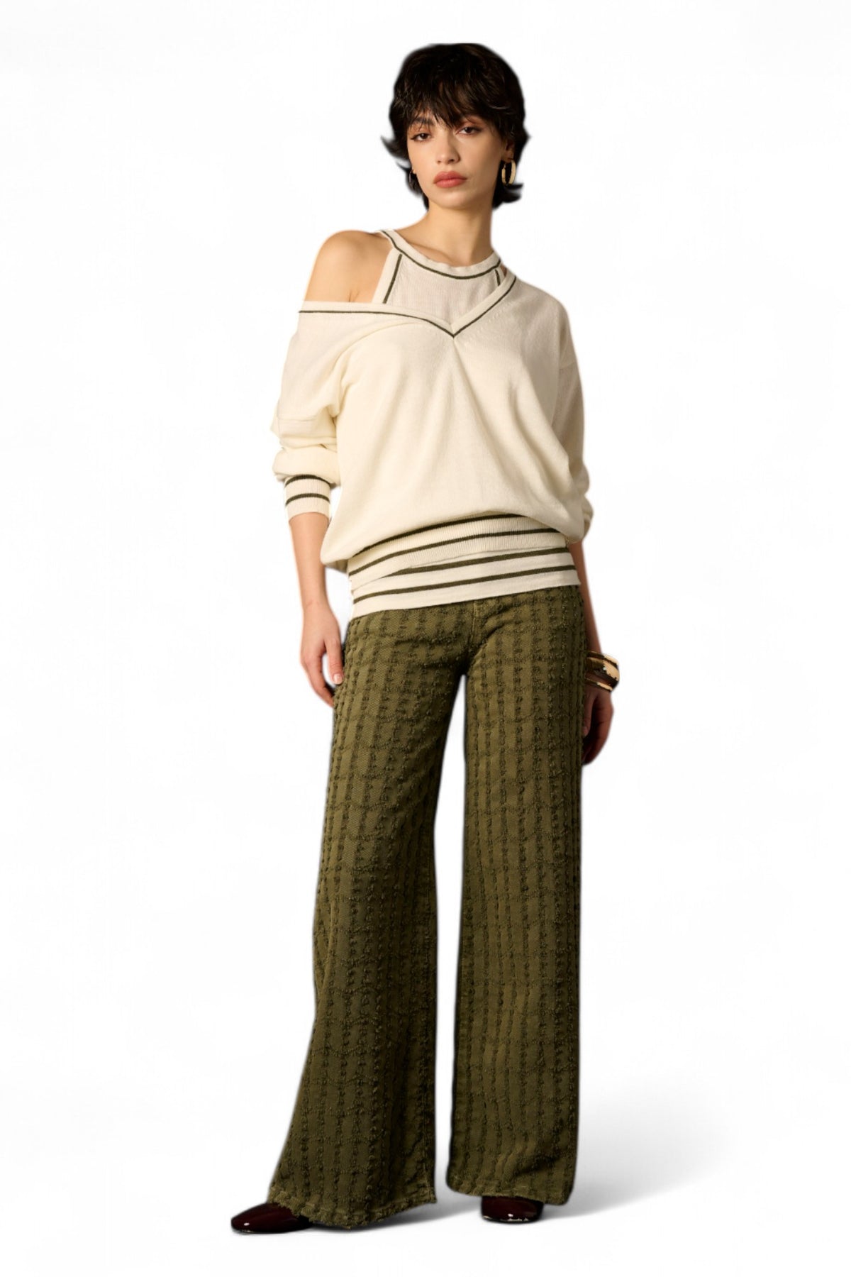 Pantaloni Alisha in drill laserato