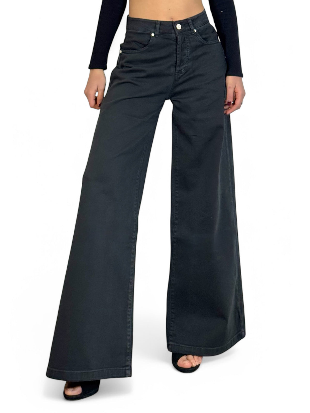 Pantaloni AMY wide leg in drill