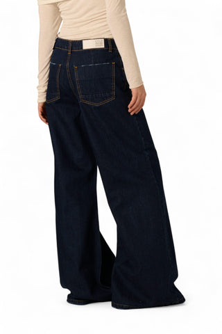 Jeans Anne wide leg in denim ammorbidito