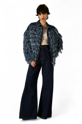 Jeans Anne wide leg in denim ammorbidito