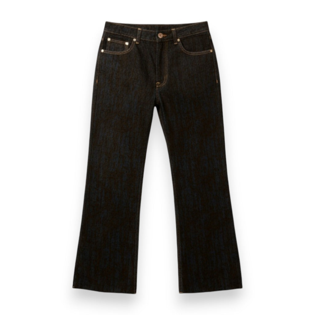 Pantaloni Denise a trombetta in denim floccato