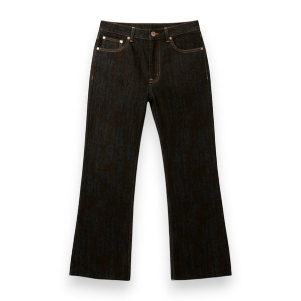 Pantaloni Denise a trombetta in denim floccato