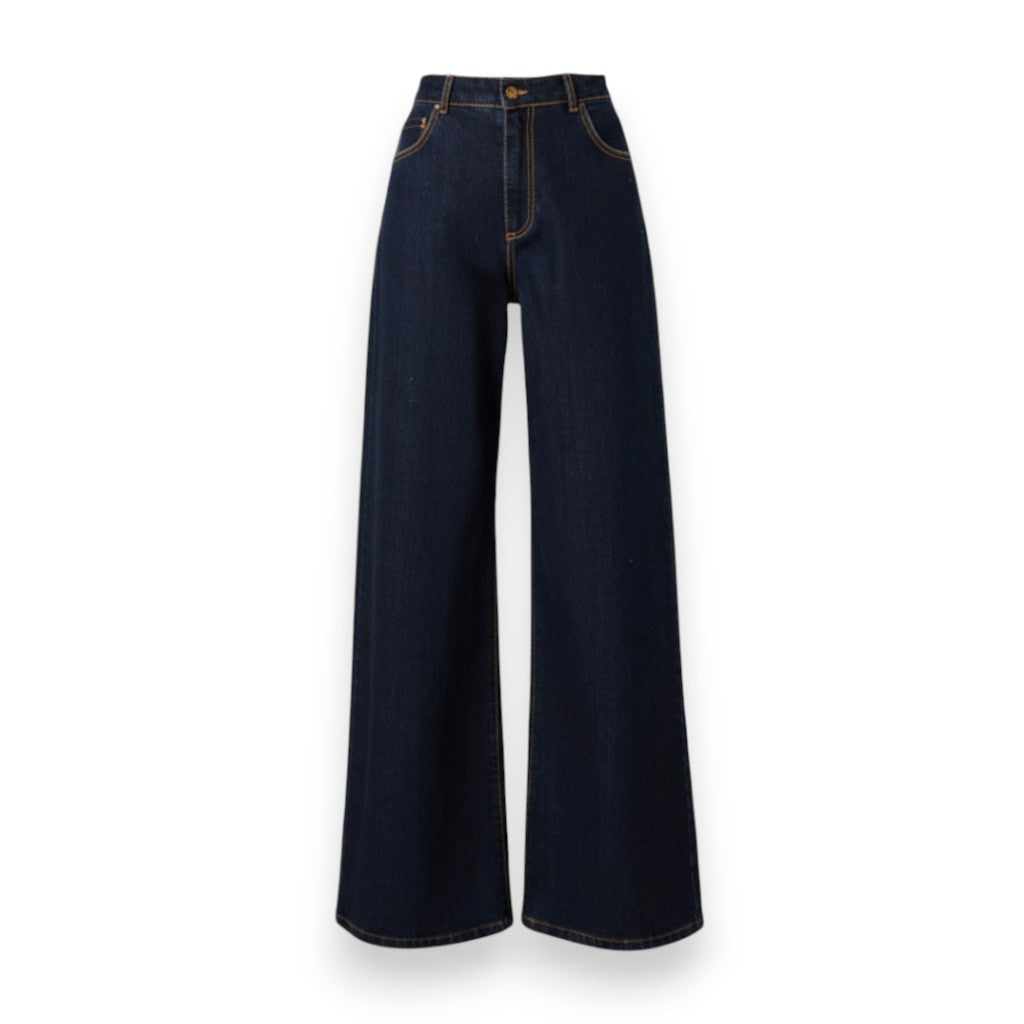 Jeans Anne wide leg in denim ammorbidito