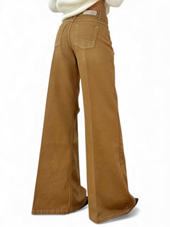 Pantaloni Brenda wide leg denim sovrattinto - vista laterale effetto used
