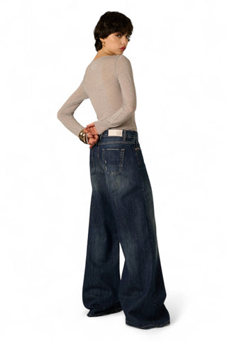 Jeans Brenda wide leg in denim fermo