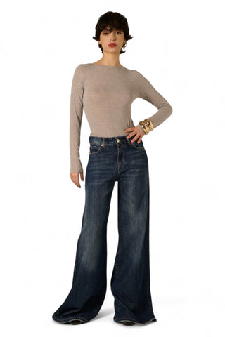 Jeans Brenda wide leg in denim fermo