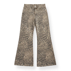 Pantaloni Buffy wide leg drill animalier - vista frontale stampa used
