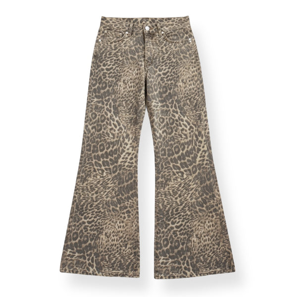 Pantaloni Buffy wide leg drill animalier - vista frontale stampa used
